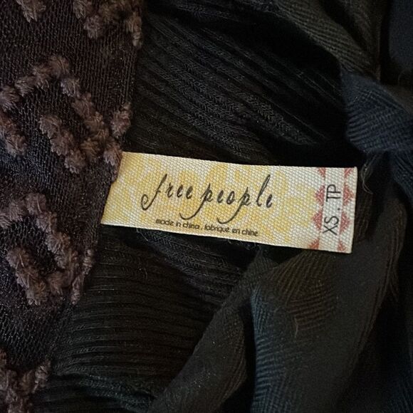 Free People Sheer Embroidered Mesh Tie Neck Top - Picture 4 of 7